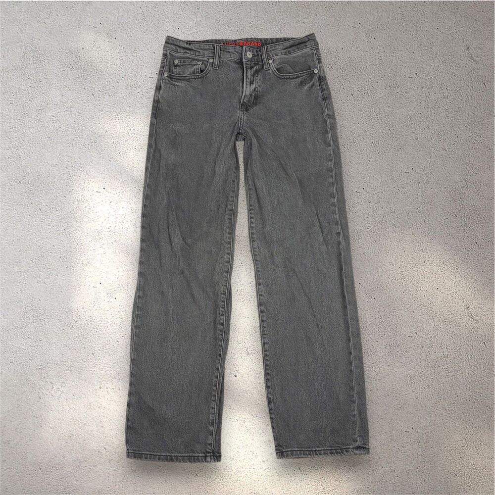 Lucky Brand The Baggy Jeans Women's 4/27 Gray Wide Leg Mid Rise Denim EUC